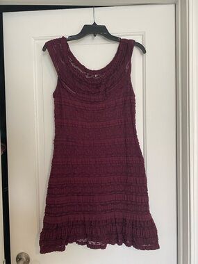 Sleeveless Burgundy Ruffle Knit Dress